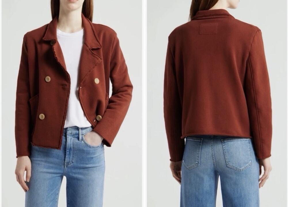 Frank & Eileen Women's Redwood Mini Belfast Crop Knit Peacoat Size Small